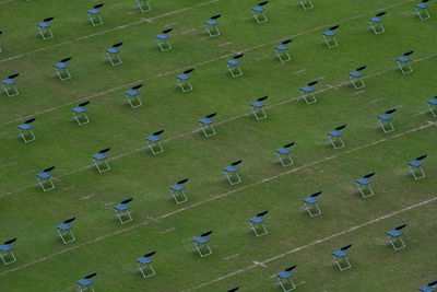 Covid-19 socially distanced seating for the virginia tech class of 2021 graduation