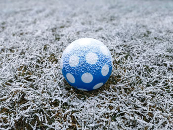 High angle view of ball on snow