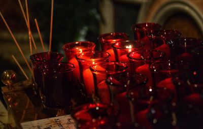 Close-up of  red candles