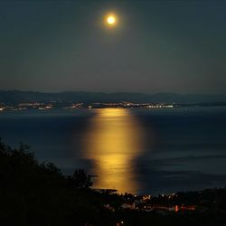 Scenic view of sea against sky at night