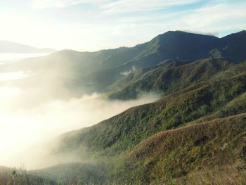 Scenic view of mountains against sky