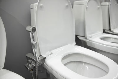 High angle view of toilet in bathroom