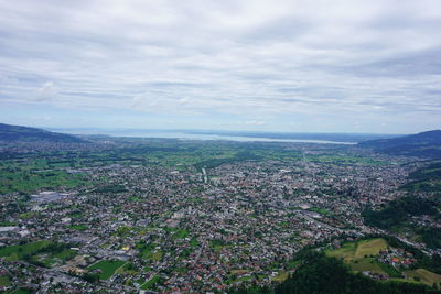 High angle view of townscape against sky