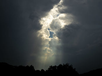 Low angle view of silhouette trees against sky