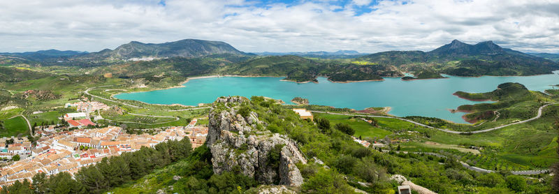 Panoramic view of mountains against sky