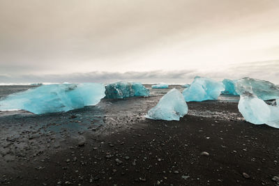 Scenic view of frozen sea against sky