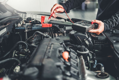 Man working on motorcycle