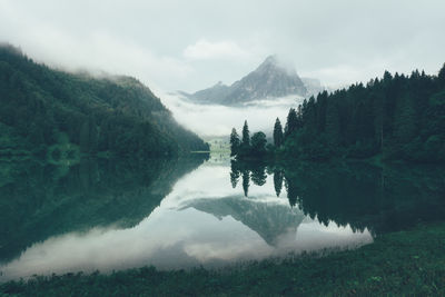 Scenic view of lake and mountains