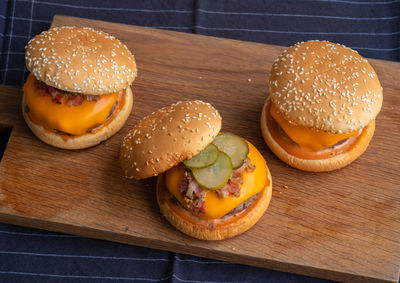 Close-up of burger on table