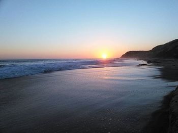 Scenic view of sea at sunset