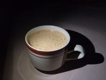 High angle view of coffee on table