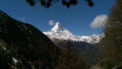 Low angle view of mountains against sky