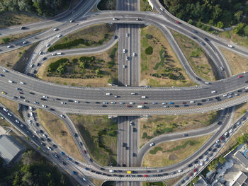 High angle view of highway in city