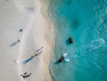 High angle view of people on beach