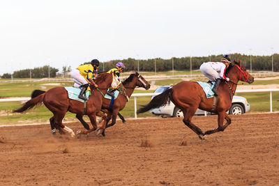 Men riding horses