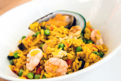 Close-up of food in plate on table