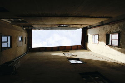 Directly below shot of skylight amidst building