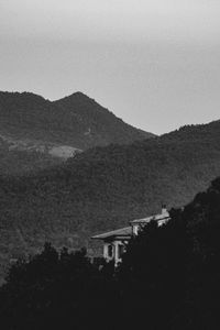 Scenic view of silhouette mountain against sky