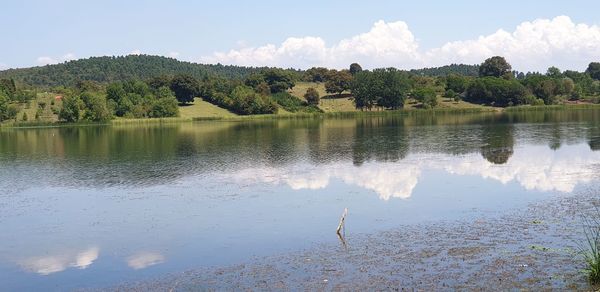 Scenic view of lake against sky