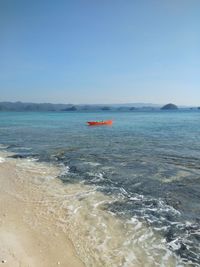 Scenic view of sea against clear sky