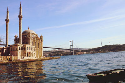 View of mosque and buildings against sky