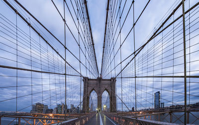 Webbing of the brooklyn bridge at dawn nyc