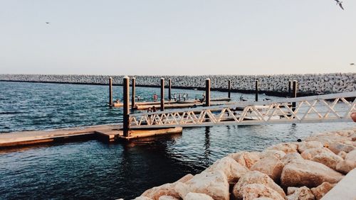 Scenic view of sea against clear sky