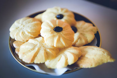 Close-up of dessert in plate on table