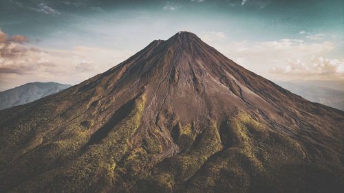 Panoramic view of volcanic landscape against sky