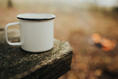 Close-up of coffee cup on table