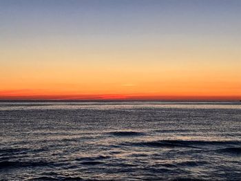 Scenic view of sea against clear sky during sunset