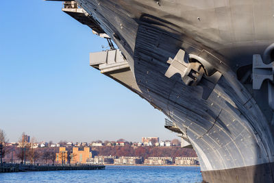 Panoramic view of sea and buildings against clear sky