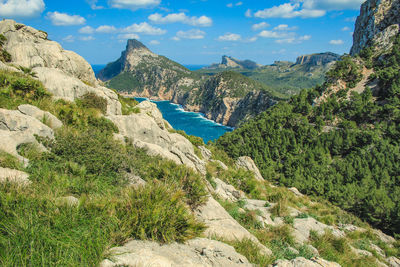 Scenic view of mountains against sky