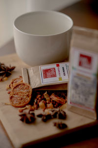 Close-up of coffee on table