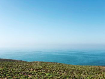 Scenic view of sea against clear sky