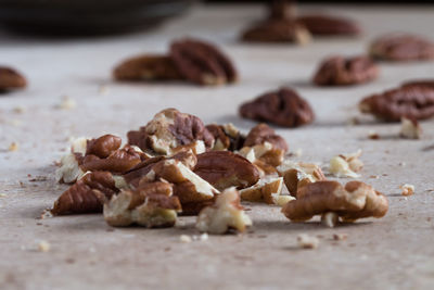 Close-up of meat on table