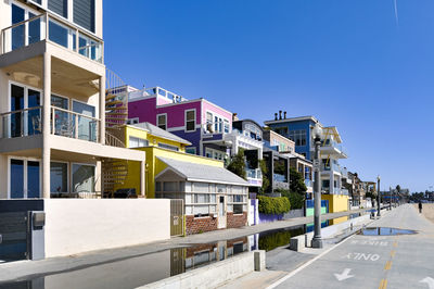 Residential buildings against clear sky