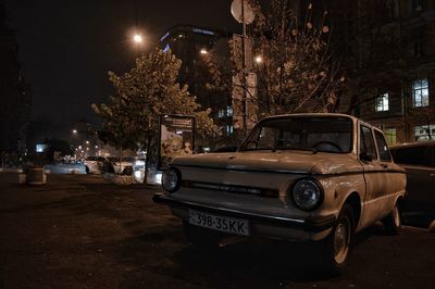 Car in city at night