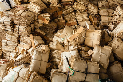 Full frame shot of stacked papers