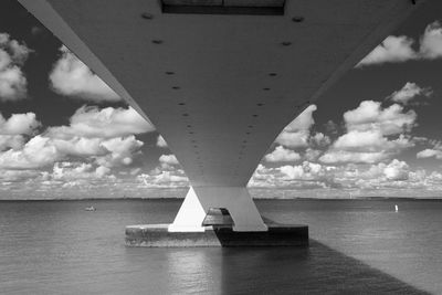 Low angle view of bridge over sea against sky