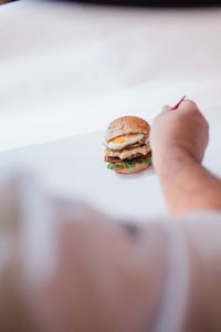 Close-up of hand holding bread