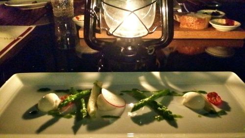 Close-up of served food in restaurant