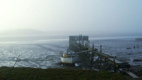 Scenic view of sea against clear sky