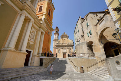 Place de l'eglise square with saint michael basilica and immaculate conception chapel , menton