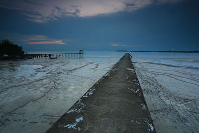 Scenic view of sea against sky at sunset