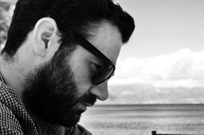 Side view of young man