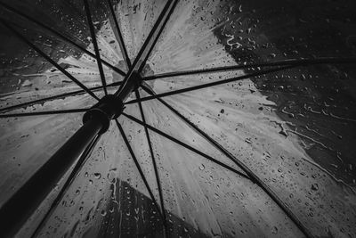 Low angle view of raindrops on ceiling