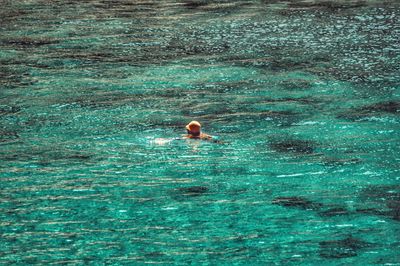 Man swimming in sea