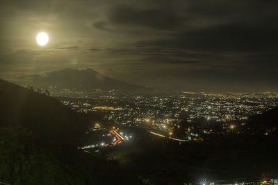 Illuminated cityscape at night