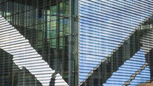 Low angle view of modern glass building in city